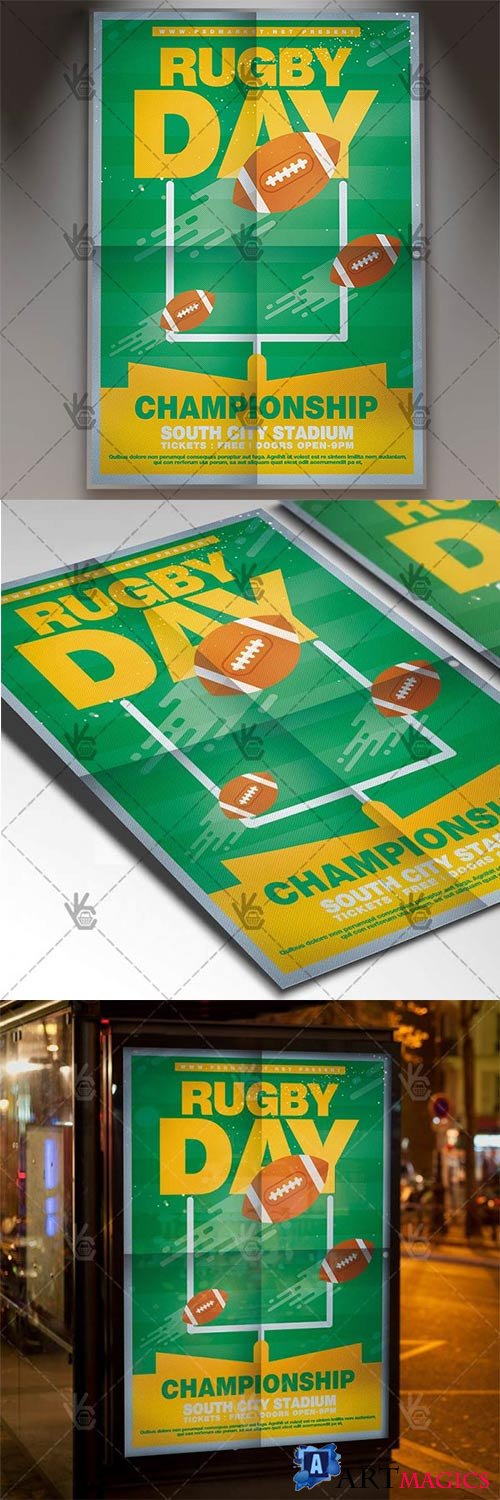 Rugby Day  Sport Flyer PSD Template