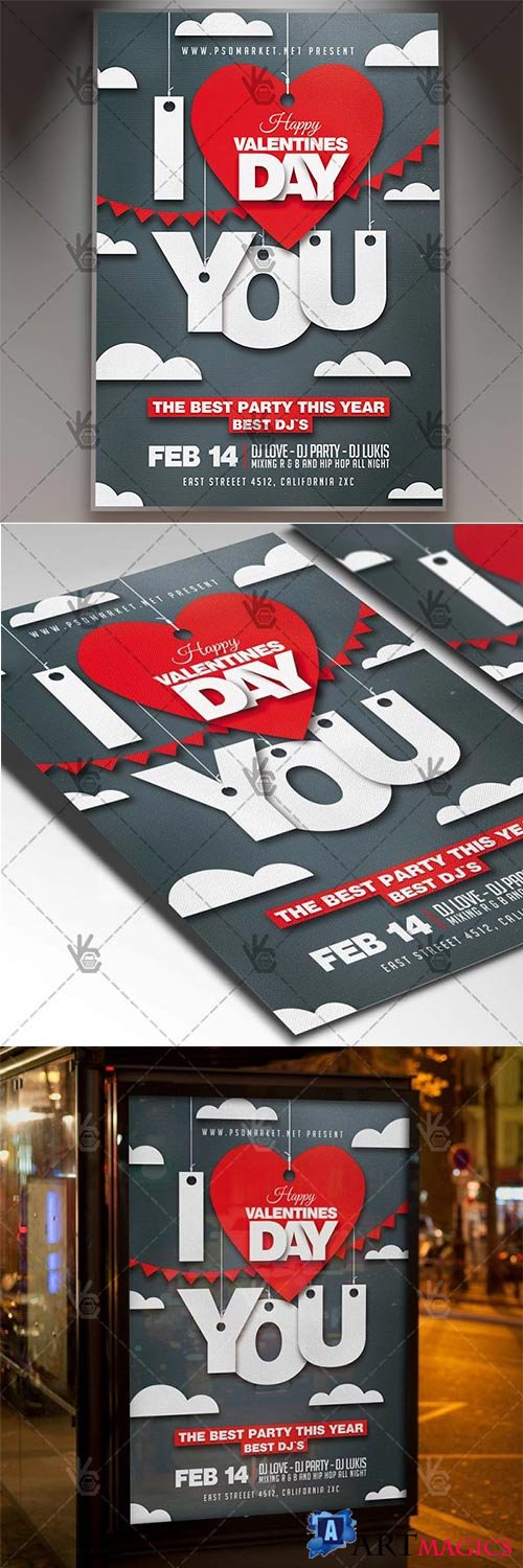 Love Night  Valentines Flyer PSD Template