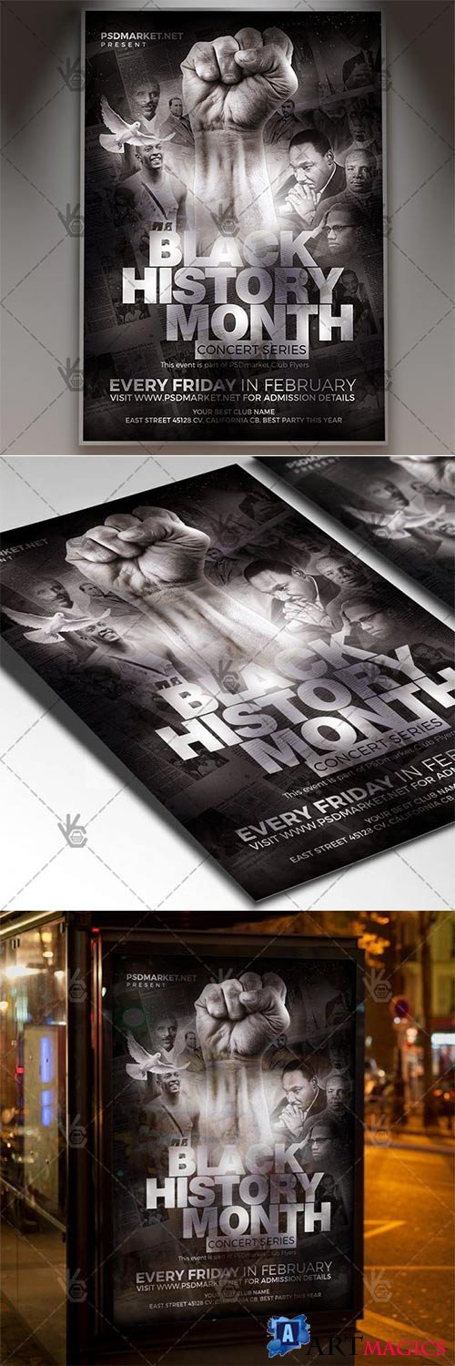 Black History Month Event  Club Flyer PSD Template