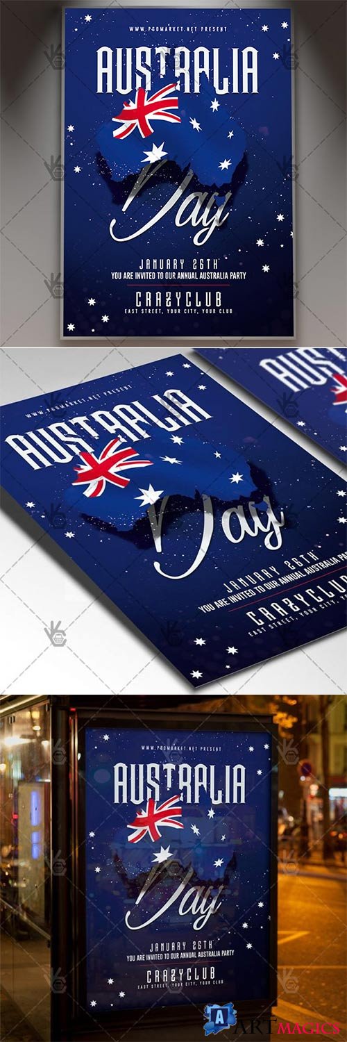 Australia Day Party  Club Flyer PSD Template