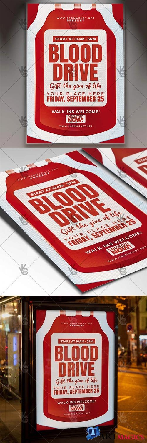 Blood Drive Flyer  Community PSD Template