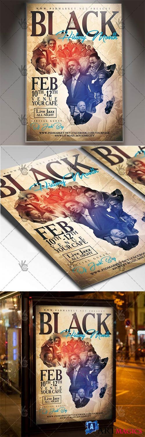 Black History Month  Club Flyer PSD Template