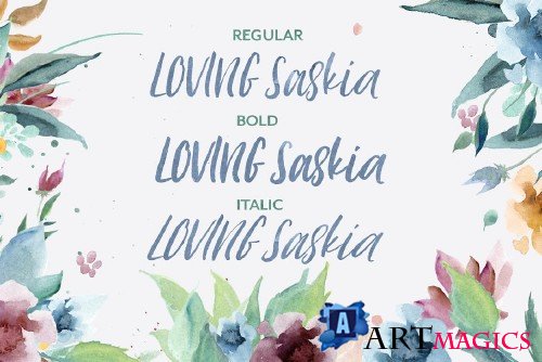 Loving Saskia Font & Graphics Bundle - 1746631