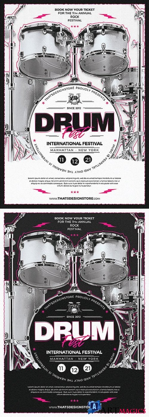 Drum Fest Flyer Template - 3706870