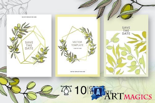 Olives vector EPS watercolor set - 3095353