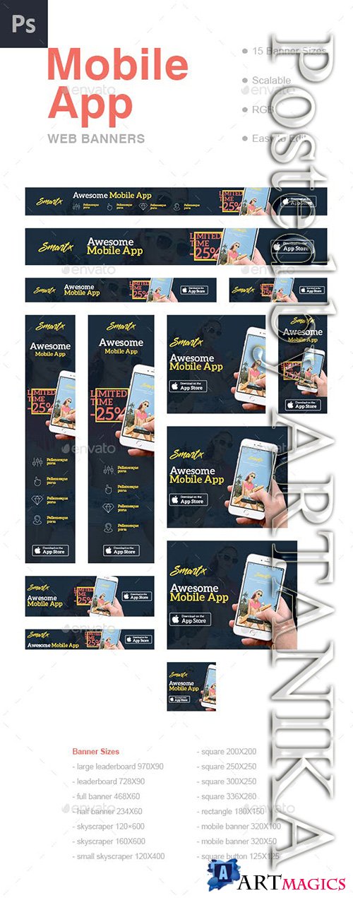 Graphicriver - Mobile App Web Banners Template 17598449