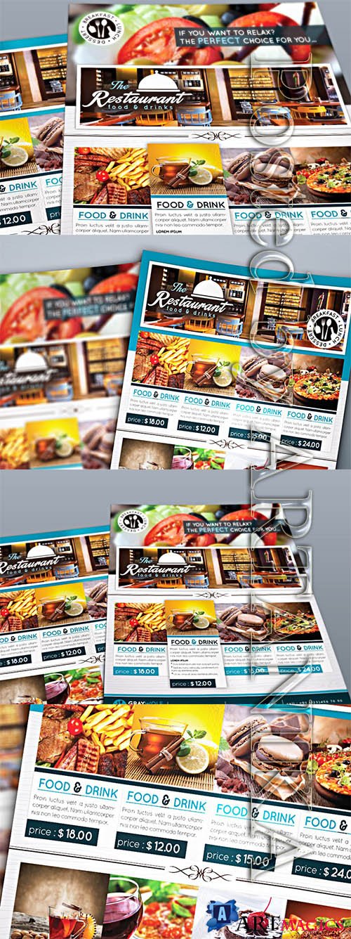 CreativeMarket Restaurant Flyer and Menu 1129897