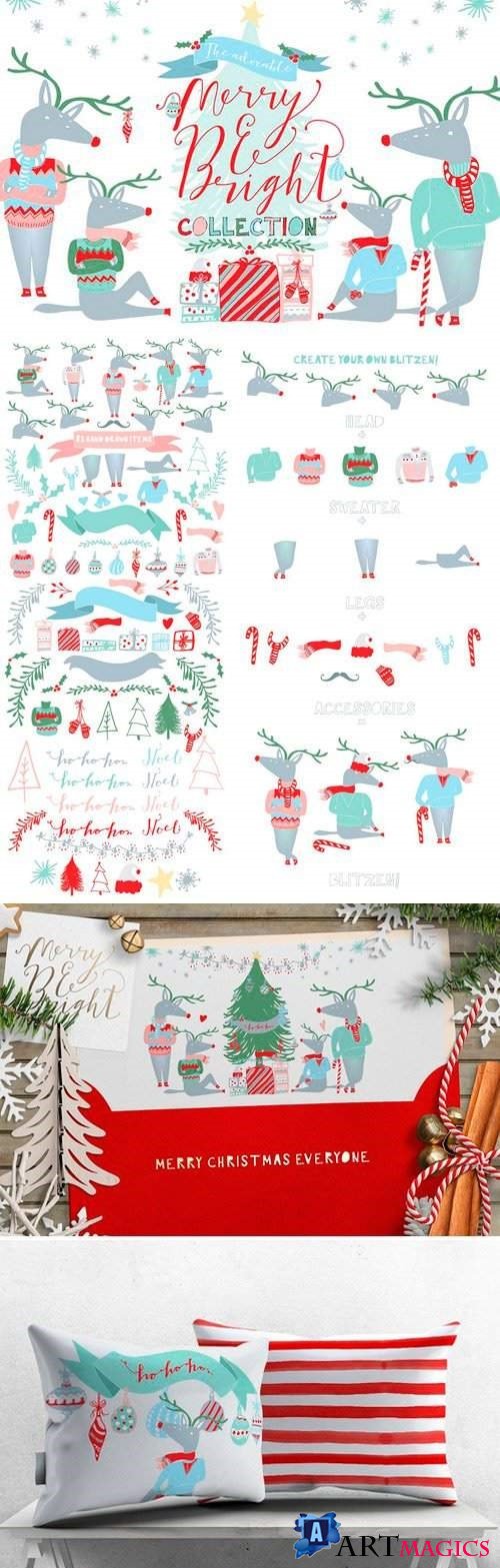 Merry and Bright Christmas Clipart - 421466