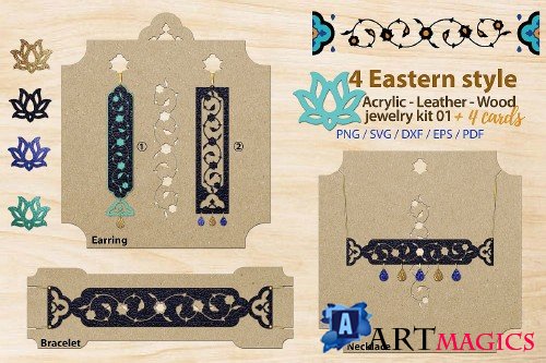 Eastern style acrylic leather wood jewelry kit 01 245102