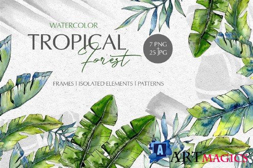 Tropical forest Watercolor png - 3711476