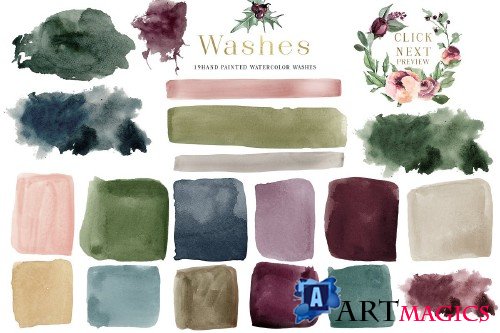 Plum Christmas Watercolor Clipart - 3120446