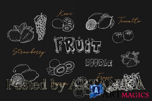 Tropical Fruit Handrawn Doodle