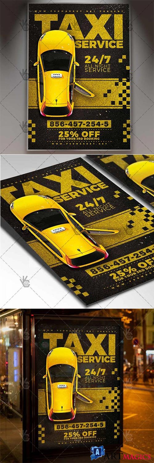 Taxi Cab Service  Business Flyer PSD Template