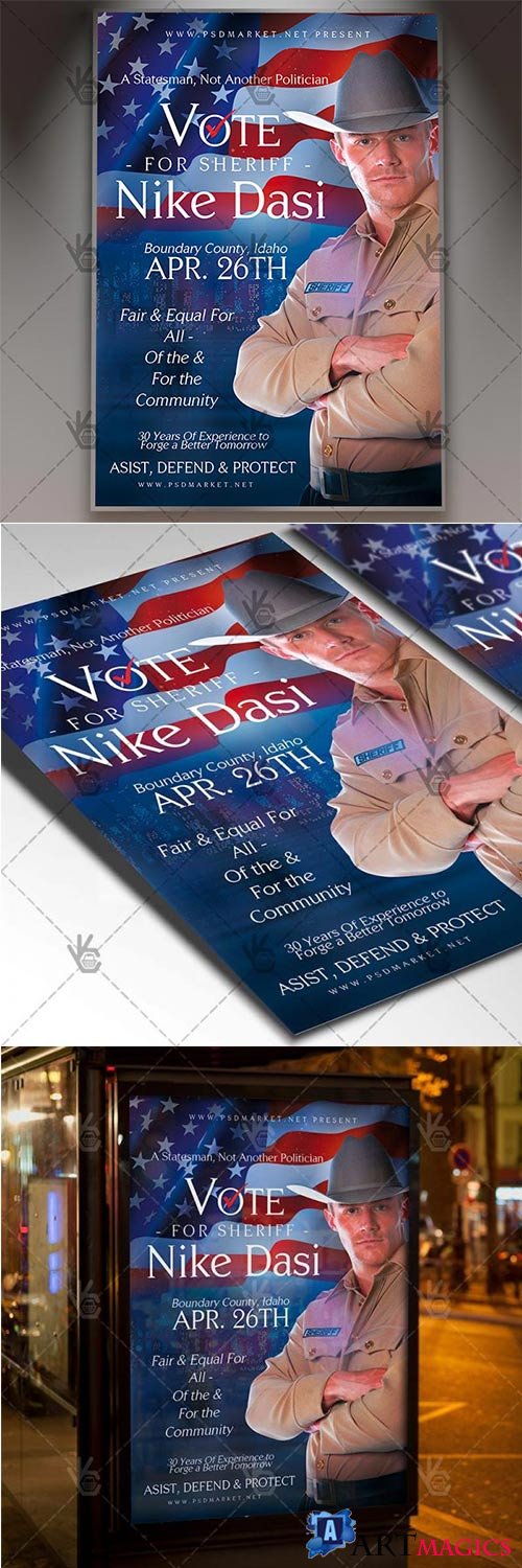 Sheriff Vote  Political Flyer PSD Template