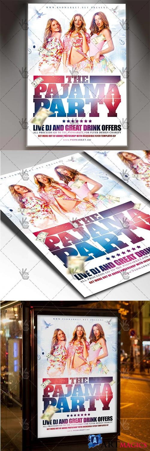 Pajama Party Flyer  Club Flyer PSD Template