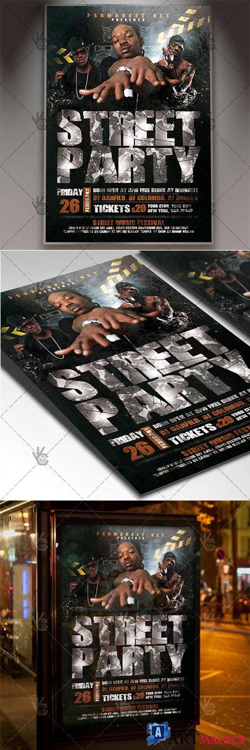 Street Party  Club Flyer PSD Template