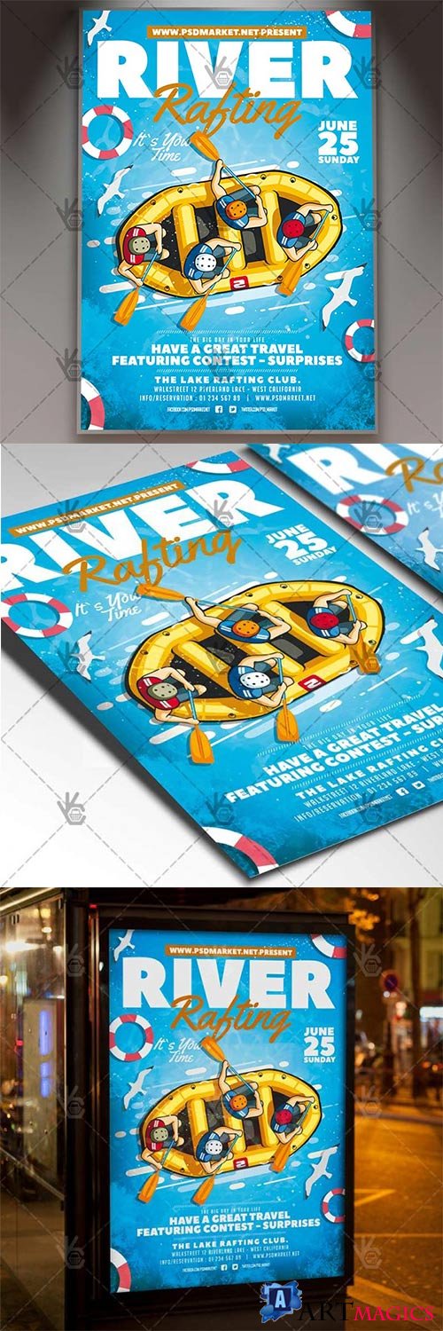 River Rafting Flyer  Sport PSD Template