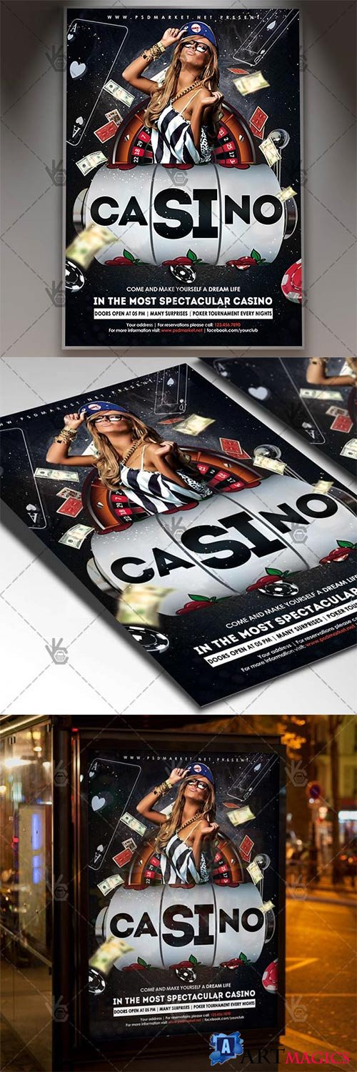 Casino Party  Club Flyer PSD Template