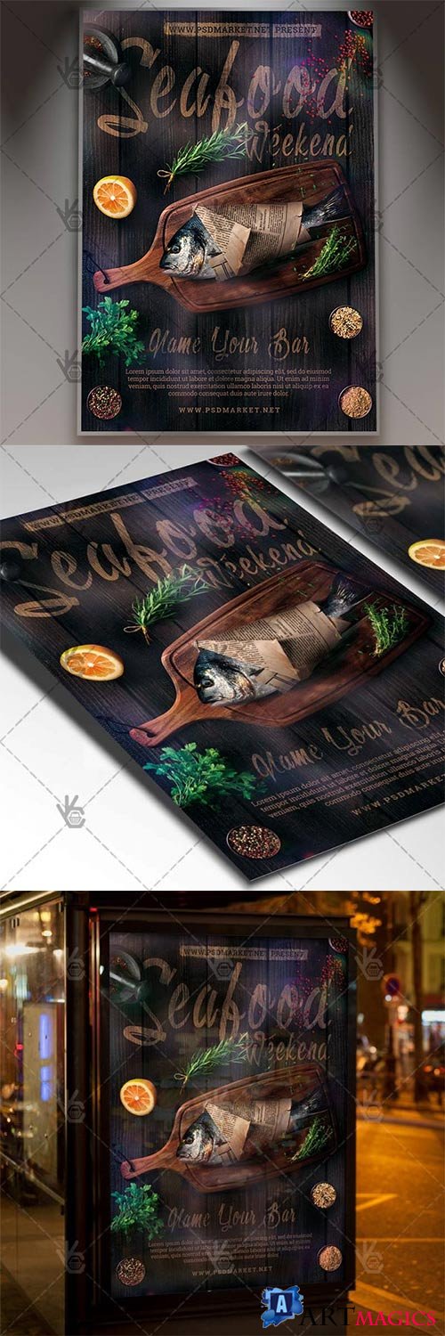 Seafood Flyer  Business PSD Template