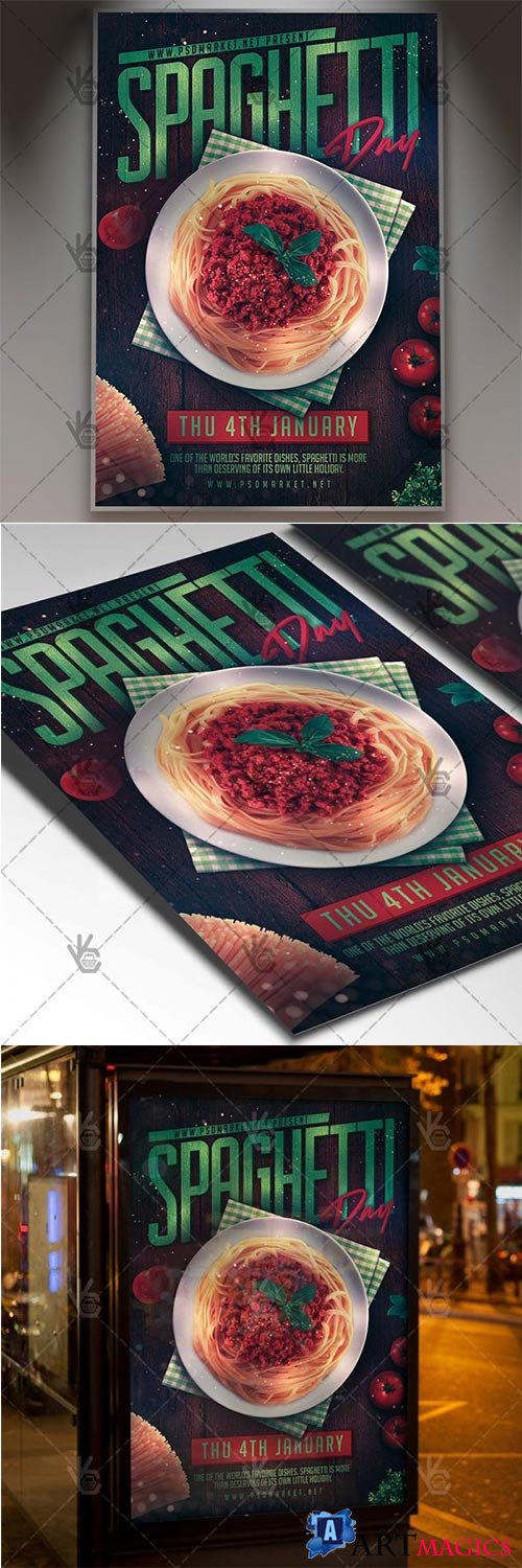 National Spaghetti Day  American Flyer PSD Template