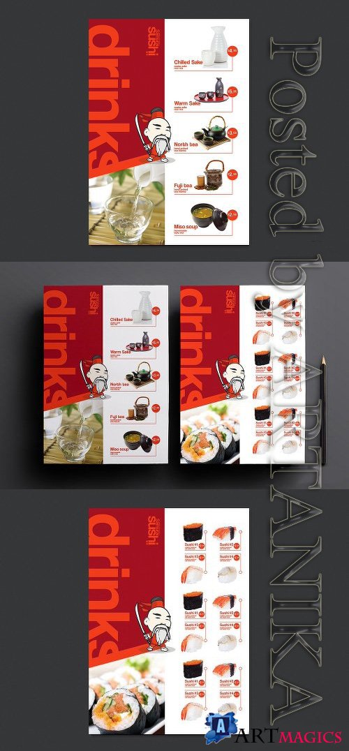 CreativeMarket - A4 Sushi Menu Template 946785