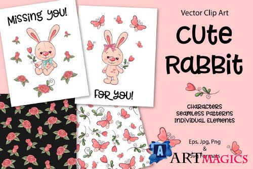 Cute Rabbit - vector clip art - 3717345