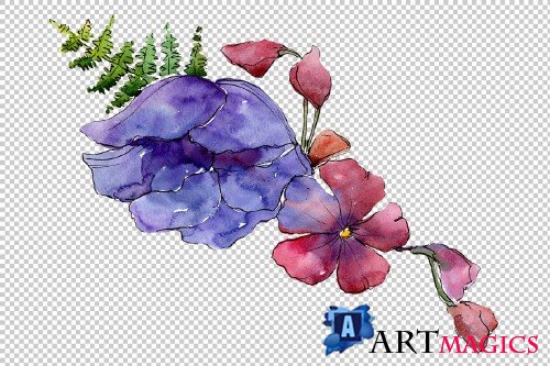Aquarelle bouquet PNG set - 3100236