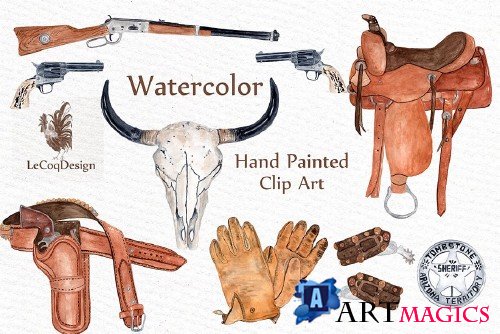Watercolor Cowboy Clipart - 951969