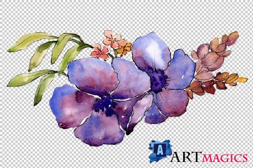 Aquarelle bouquet PNG set - 3100236