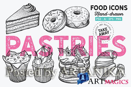 Pastries Dessert Hand-Drawn Graphic
