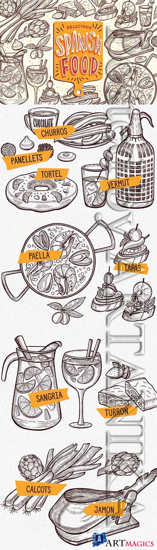 Spanish Food Hand-Drawn Graphic