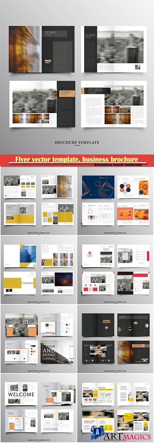Flyer vector template, business brochure, magazine cover # 19