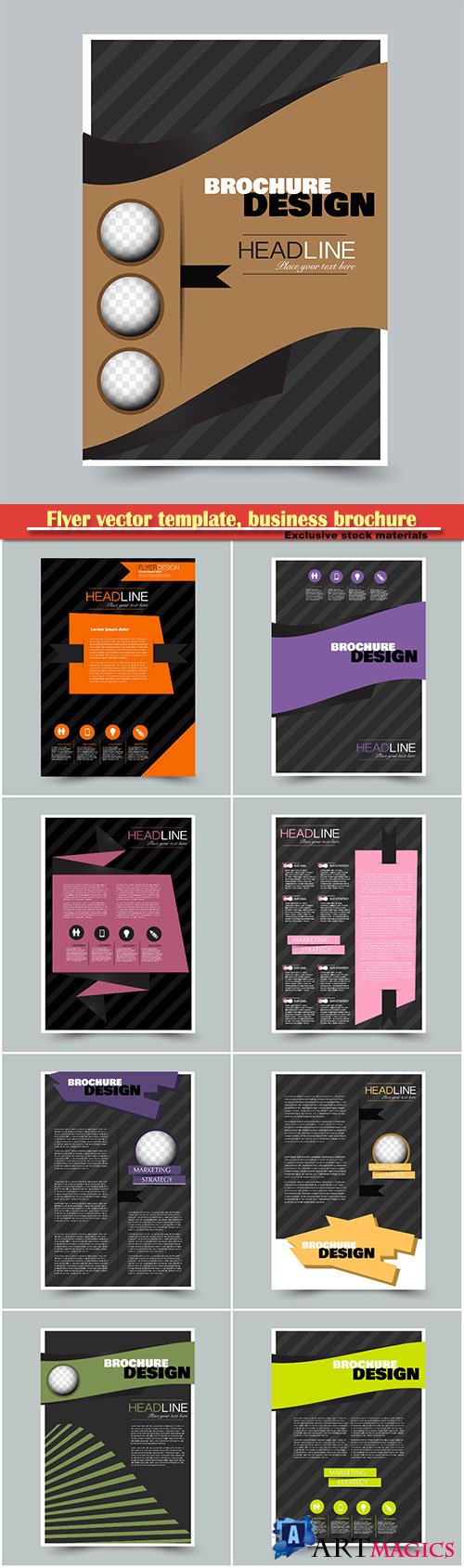 Flyer vector template, business brochure, magazine cover # 16