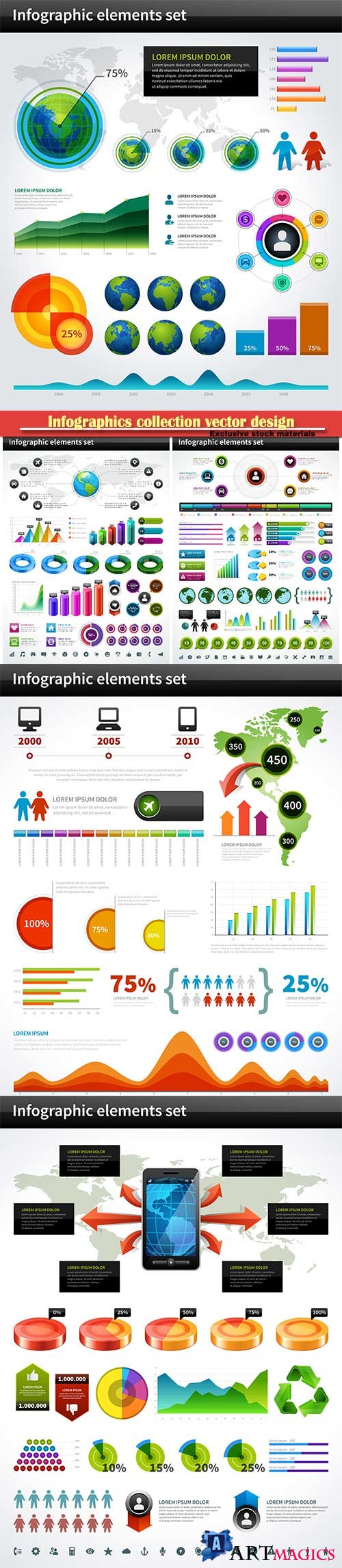 Infographics collection vector design elements, business presentation