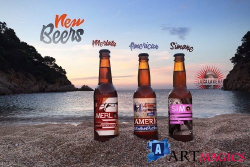 Sunset Beach 4 in 1 | Beer Mockup - 365453