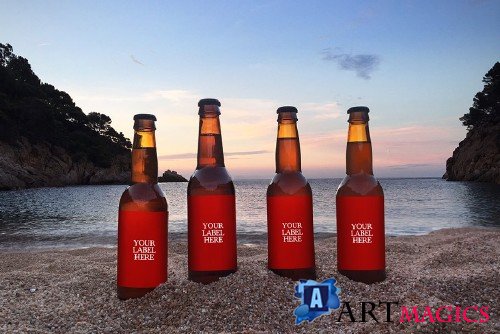 Sunset Beach 4 in 1 | Beer Mockup - 365453