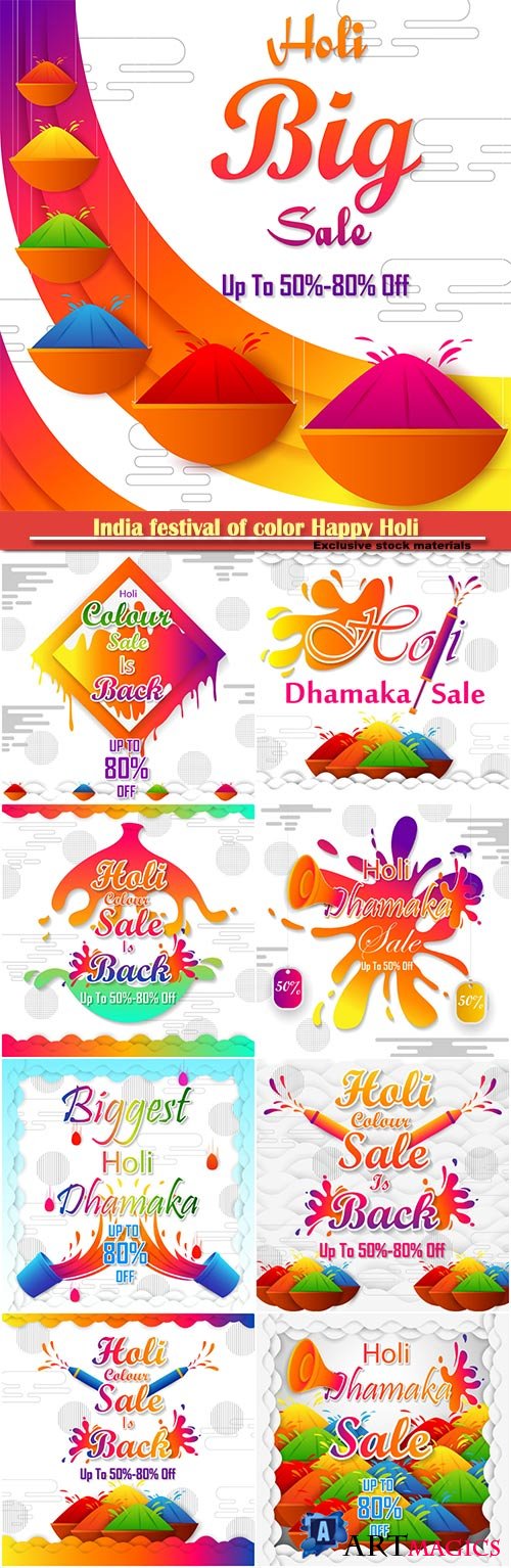 India festival of color Happy Holi advertisement sale background