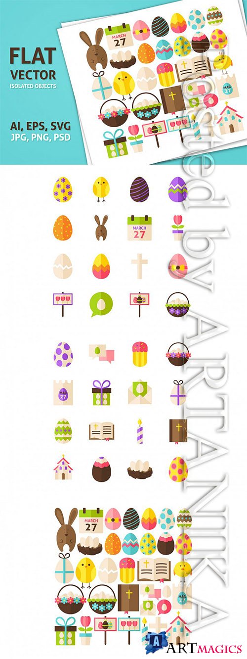 Designbundles - Happy Easter Vector Isolated Objects