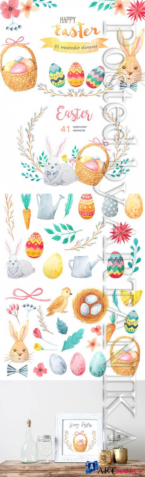 Designbundles - Watercolor Easter Set
