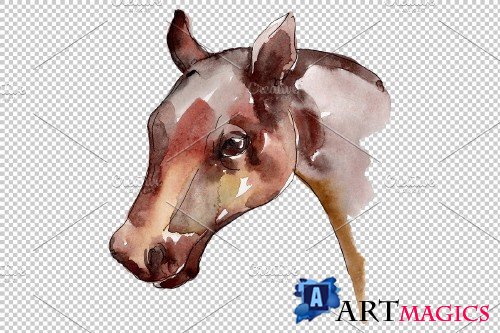 Farm animals: horse head Watercolor - 3734511