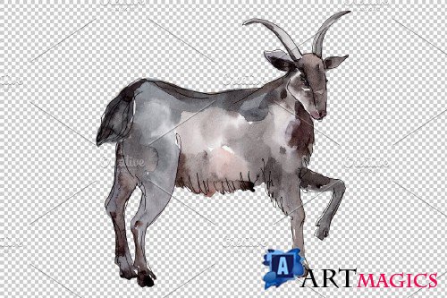 Farm animals:Goat Watercolor png - 3732191