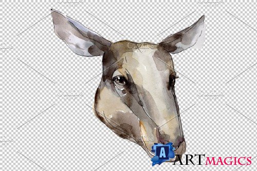 Farm animals: Ram head Watercolor png - 3732238