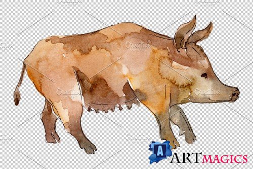 Farm animals: pig (boar) Watercolor - 3733160