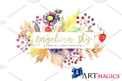LOGO with asters, maple leaves - 3733191