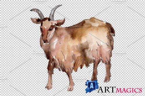 Farm animals:Goat Watercolor png - 3732191