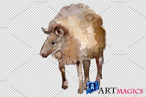 Farm animals: lamb Watercolor png - 3733133