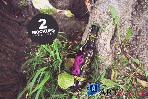 Green Nature Floor Duo | Beer Mockup - 308189