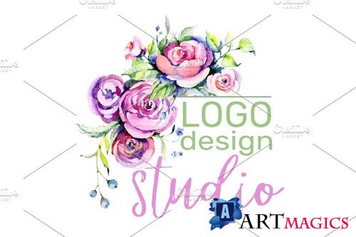 LOGO with roses and wildflowers - 3736508