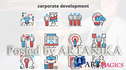 Corporate Development  Flat Animation Icons 204424