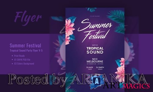 Summer Festival and Tropical Sound PSD Flyer V-5